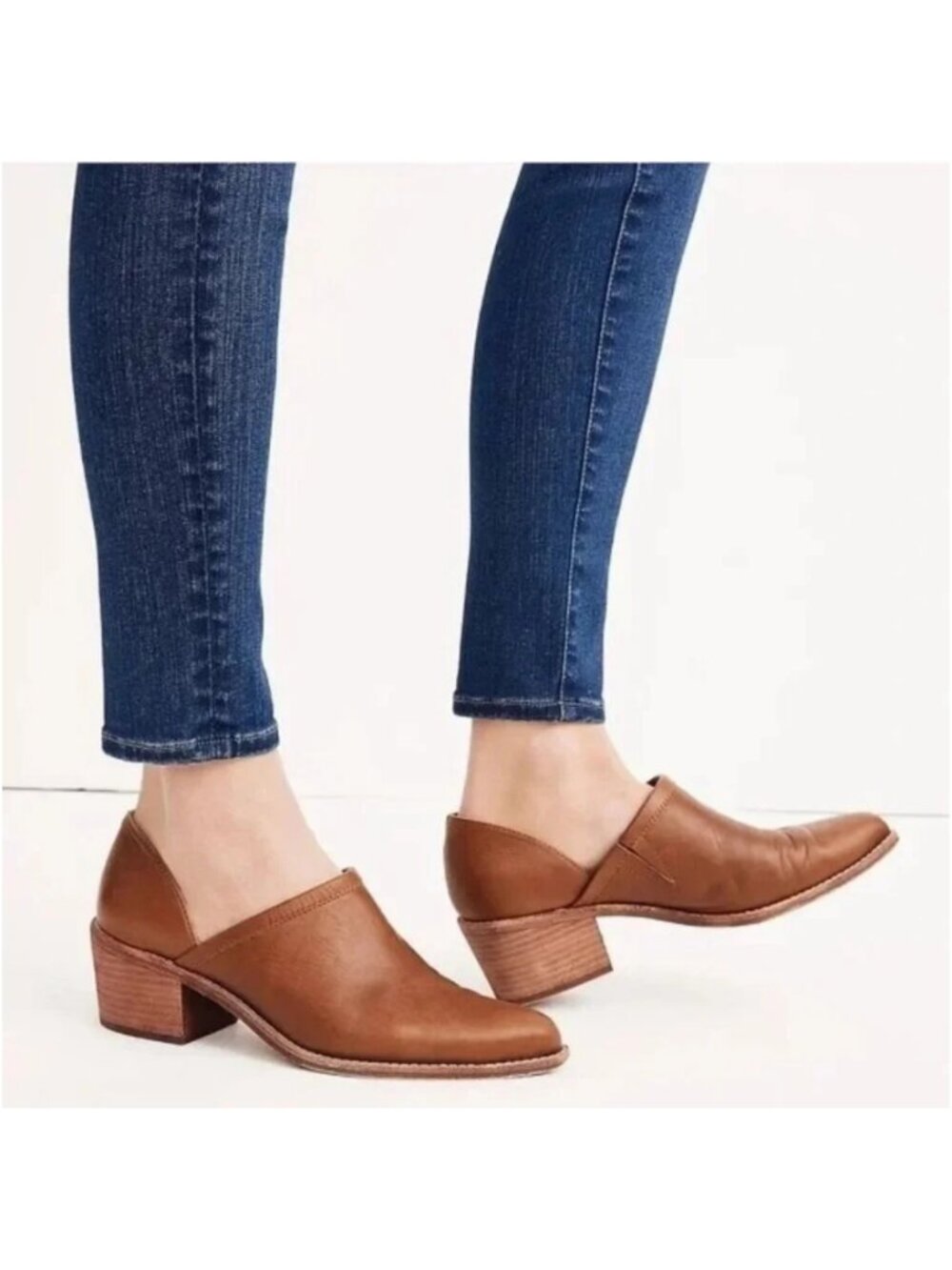 Madewell Brady Block Heel Bootie In English Saddle Leather | 6.5